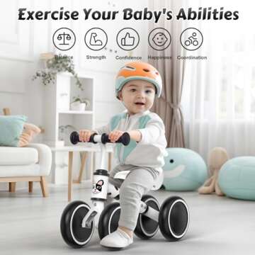 allobebe Baby Balance Bike for 1 Year Old, Toddler First Balance Bike, No Pedal Infant 4 Wheels Baby Walker First Birthday Gift, Mini Bike for 12-24 Months, Spotty Dog