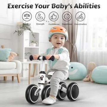 allobebe Baby Balance Bike for 1 Year Old, Toddler First Balance Bike, No Pedal Infant 4 Wheels Baby Walker First Birthday Gift, Mini Bike for 12-24 Months, Spotty Dog