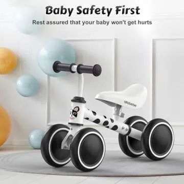 allobebe Baby Balance Bike for 1 Year Old, Toddler First Balance Bike, No Pedal Infant 4 Wheels Baby Walker First Birthday Gift, Mini Bike for 12-24 Months, Spotty Dog
