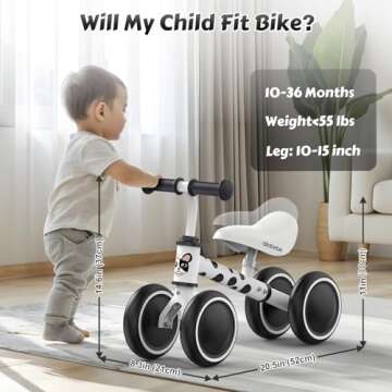 allobebe Baby Balance Bike for 1 Year Old, Toddler First Balance Bike, No Pedal Infant 4 Wheels Baby Walker First Birthday Gift, Mini Bike for 12-24 Months, Spotty Dog