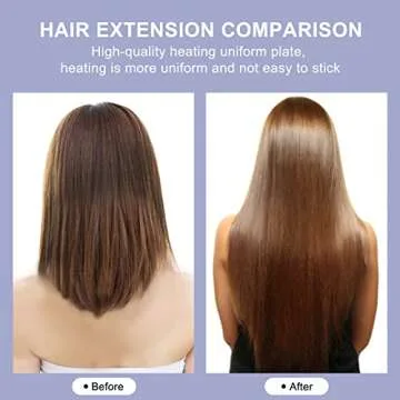 TopWigy Professional Hair Extensions Tool Hair Connector Fusion Heat Iron Connector Wand Temperature Adjustable Melting Tool with US Plug (Purple B-tip)