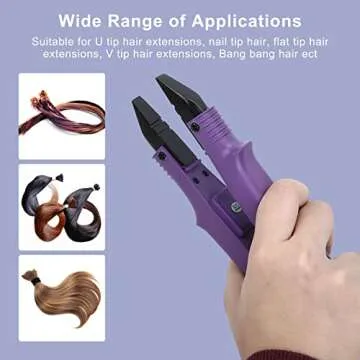 TopWigy Professional Hair Extensions Tool Hair Connector Fusion Heat Iron Connector Wand Temperature Adjustable Melting Tool with US Plug (Purple B-tip)