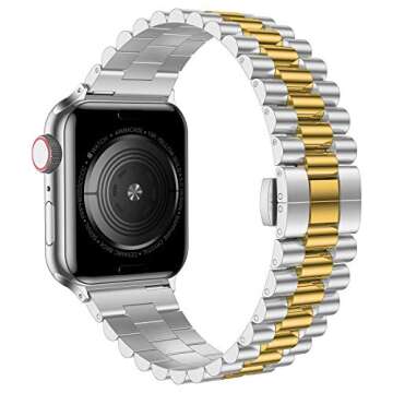 baozai Compatible with Apple Watch Band 42mm 41mm 40mm 38mm, iWatch Series 10-1 SE Stainless Steel S...