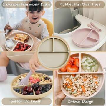 Moonkie Baby Suction Plates for Toddler Self-Feeding | 100% Silicone