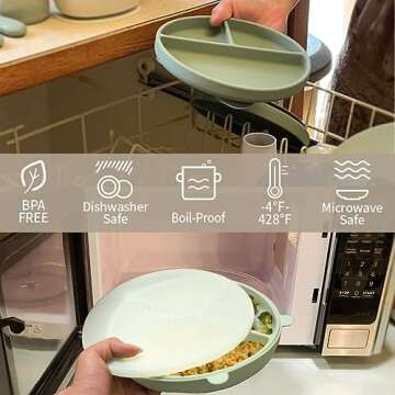 Moonkie Baby Suction Plates for Toddler Self-Feeding | 100% Silicone