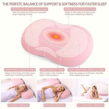 KEEPMOV Cervical Memory Foam Pillow: Neck Pillows for Pain Relief Sleeping - Ergonomic Pillow for Ne...