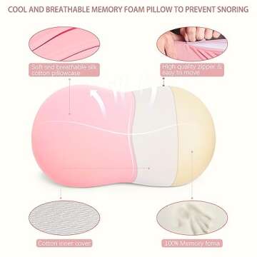 KEEPMOV Cervical Memory Foam Pillow: Neck Pillows for Pain Relief Sleeping - Ergonomic Pillow for Neck and Shoulder Pain | Contour Support Bed Pillow for Side Back Stomach Sleepers (Pink)