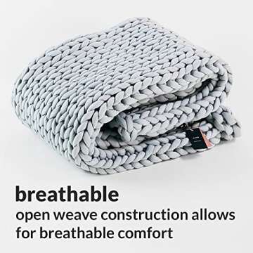 Nuzzie Chunky Knit Blanket - Breathable, Cooling, Hand Made Knit Throw Blanket for Sleep - Machine W...