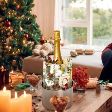 Ice Bucket Mold,Ice Mold Wine Bottle Chiller,Cocktail/Champagne Bucket Ice Mold, Flower/Fruits/Any Decoration to DIY Your Bucket Ice Mold For Thanksgiving/Christmas Day,Beautiful&Creative