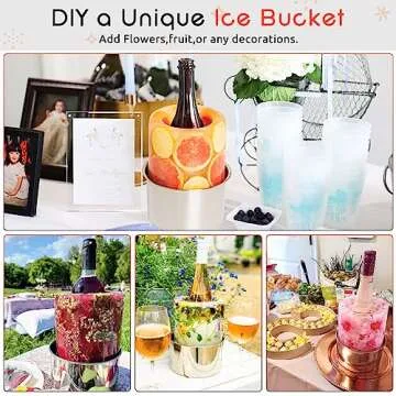 Ice Bucket Mold,Ice Mold Wine Bottle Chiller,Cocktail/Champagne Bucket Ice Mold, Flower/Fruits/Any Decoration to DIY Your Bucket Ice Mold For Thanksgiving/Christmas Day,Beautiful&Creative