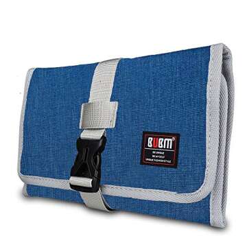 Electronic Organizer, BUBM Travel Cable Bag/USB Drive Shuttle Case/Electronics Accessory Organizer for Home Office, Light Blue