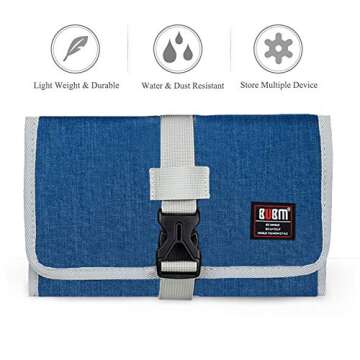 Electronic Organizer, BUBM Travel Cable Bag/USB Drive Shuttle Case/Electronics Accessory Organizer for Home Office, Light Blue