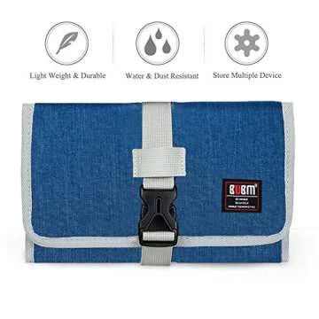Electronic Organizer, BUBM Travel Cable Bag/USB Drive Shuttle Case/Electronics Accessory Organizer for Home Office, Light Blue