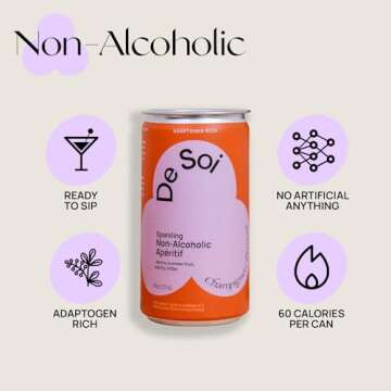 De Soi Champignon Dreams by Katy Perry - Sparkling Beverages, Natural Botanicals, Adaptogen Drink, Reishi Mushroom, Vegan, Gluten-Free, Ready to Drink 4-pack cans (8 fl oz)