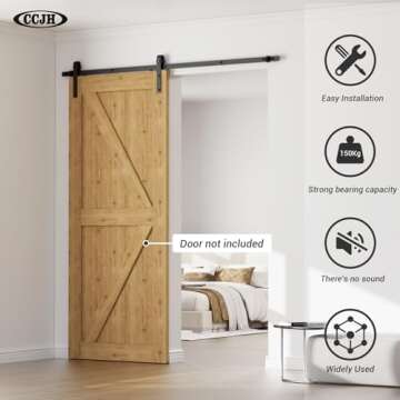CCJH 7FT Sliding Barn Door Hardware Kit Heavy Duty for Max 43'' Wide Single Wooden Door