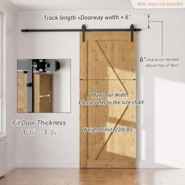 CCJH Heavy Duty 7FT Sliding Barn Door Hardware Kit