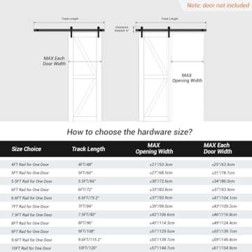 CCJH Heavy Duty 7FT Sliding Barn Door Hardware Kit