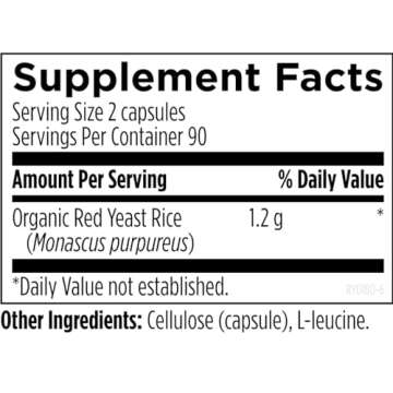 Red Yeast Rice Capsules for Cardiovascular Health 1200mg