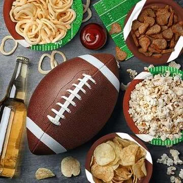 Gatherfun Football Party Supplies Kit Serve 24,Includes Dinner Plates, Dessert Napkins, Cups,Banner and Touchdown Tablecloth for Birthday Gameday Tailgate Decorations, Green (2023053002)