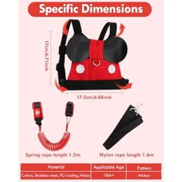 Lehoo Castle Toddler Leash for Walking, Baby Leashes for Toddlers Boys, Kid Harness with Leash, Child Safety Leash Anti Lost Wrist Link (Mickey)