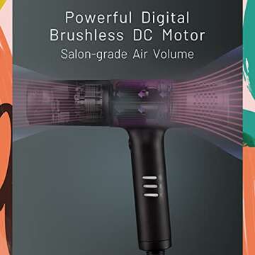 TYMO Ionic Hair Dryer with Magnetic Accessories and LCD Display