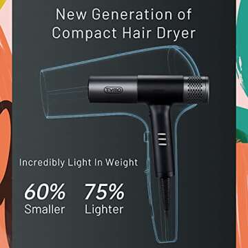 TYMO Ionic Hair Dryer with Magnetic Accessories and LCD Display