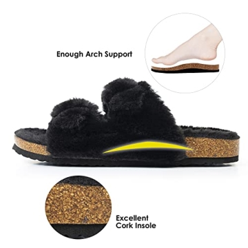 Shop FITORY Women's Cozy Faux Fur Cork Slide Sandals