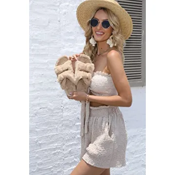 Shop FITORY Women's Cozy Faux Fur Cork Slide Sandals