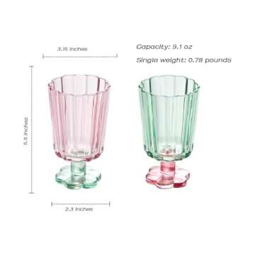 BAYIOJIU Cute Wine Glasses Set of 2,Funky Wine Glasses,Vintage Tall Glass, for Friends Colorful Wine Glasses-Present Gift-Box