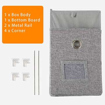 Shouldin Linen File Boxes 1-Pack with Metal Sliding Rail For Letter Size File Storage Box with Extra Pocket Storage Collapsible Hanging File Organizer Storage Filing Box File Organizer Bin (1, GREY)