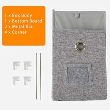 Shouldin Linen File Boxes 1-Pack with Metal Sliding Rail For Letter Size File Storage Box with Extra Pocket Storage Collapsible Hanging File Organizer Storage Filing Box File Organizer Bin (1, GREY)