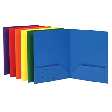 Durable Oxford 2 Pocket Folders in Assorted Colors, 6 Pack