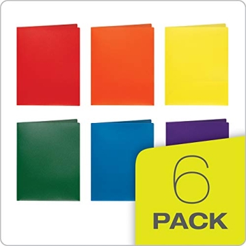 Durable Oxford 2 Pocket Folders in Assorted Colors, 6 Pack
