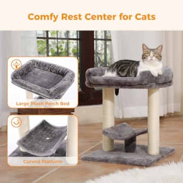 PETEPELA 19" Cat Scratching Post with Large Plush Perch