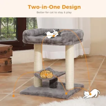PETEPELA 19" Cat Scratching Post with Large Plush Perch