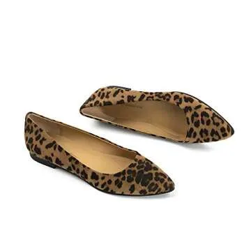 FUNKYMONKEY Women's Classic Ballet Flats Casual Comfort Slip On Flats Shoes (7.5 M US, Leopard)