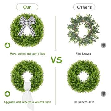 Vlorart 20-Inch Boxwood Wreath for Year-Round Decor