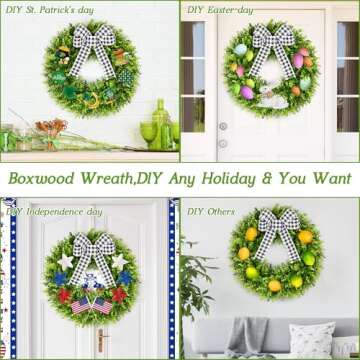 Vlorart 20-Inch Boxwood Wreath for Year-Round Decor