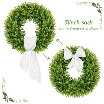 Vlorart 20-Inch Boxwood Wreath for Year-Round Decor