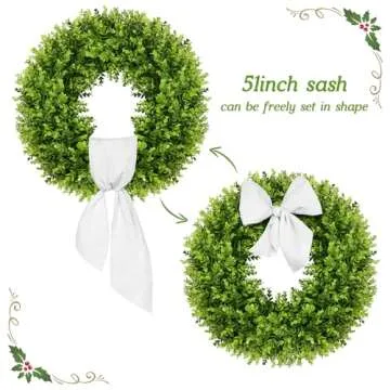 Vlorart 20-Inch Boxwood Wreath for Year-Round Decor