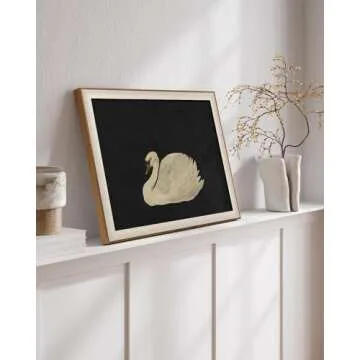 VIYYIEA Framed Canvas Wall Art for Living Room, Vintage Home Decor Animal Oil Painting Summer Room Decor Bathroom Wall Decor, Gifts for Friends or Family -【Zwaan】-(12"x16")