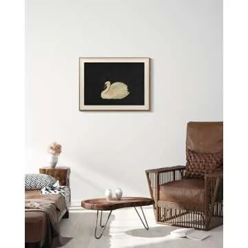 VIYYIEA Framed Canvas Wall Art for Living Room, Vintage Home Decor Animal Oil Painting Summer Room Decor Bathroom Wall Decor, Gifts for Friends or Family -【Zwaan】-(12"x16")