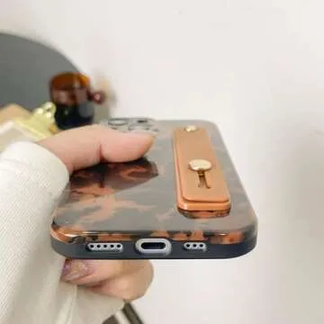 Stylish LAPOPNUT iPhone 15 Leopard Case with Wrist Strap