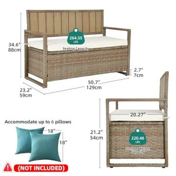 YITAHOME 70 Gallon Outdoor Storage Bench, All-Weather PE Rattan Deck Box, Wicker Storage Seat Box fo...