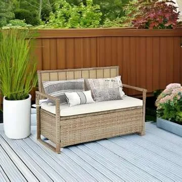 YITAHOME 70 Gallon Outdoor Storage Bench, All-Weather PE Rattan Deck Box, Wicker Storage Seat Box for Patio Furniture, Outdoor Cushions, Pool Storage and Garden Tools - Beige