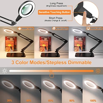 NAKOOS 8X Glass Magnifying Lamp for Crafting & DIY