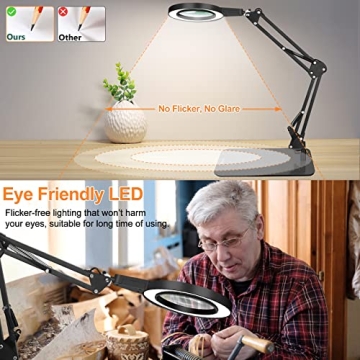 NAKOOS 8X Glass Magnifying Lamp for Crafting & DIY