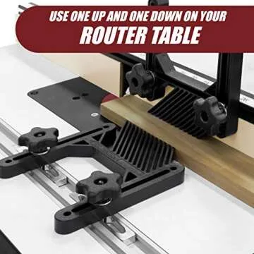 Fulton Dual Deluxe Stackable Featherboards with Riser Blocks Aluminum Miter Lock Bar and T Bolt Hardware for Track or Miter Slot Mounting Ideal for Table Saws Router Tables and Band Saws