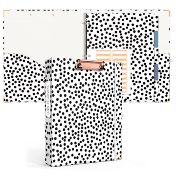 Ospelelf 1 Inch Polka Dot Binder with Dividers & Clipboard - Stylish & Functional