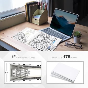 Ospelelf 1 Inch Polka Dot Binder with Dividers Clipboard